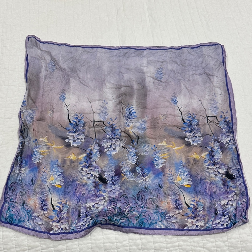 Floral Purple and Blue Scarf